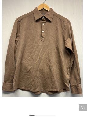 Eton Men's Brown Long-Sleeve Polo
